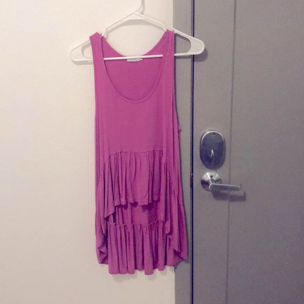 Purple/pink highlow peplum top